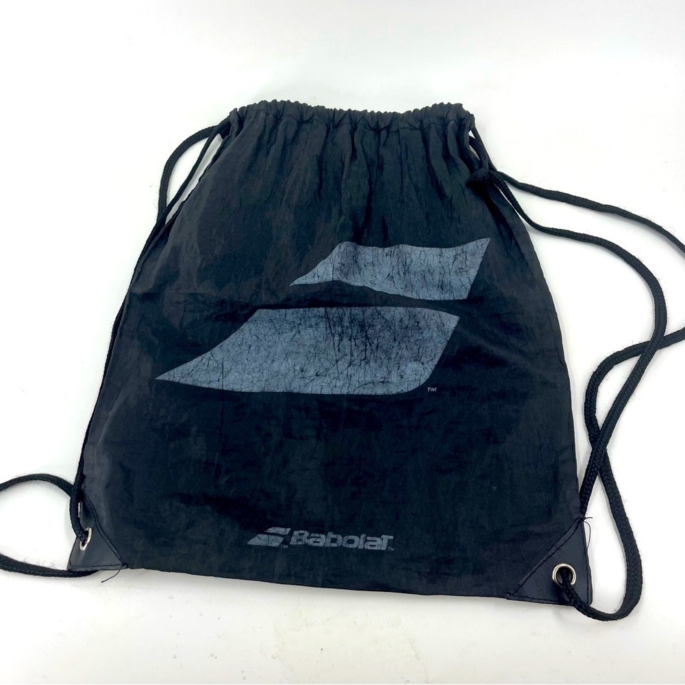 Babolat Black Drawstring Cinch Bag Tennis Gym Sackpack Lightweight Logo Graphic